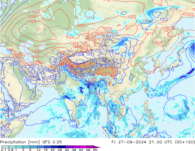 Precipitation GFS 0.25 Fr 27.09.2024 00 UTC