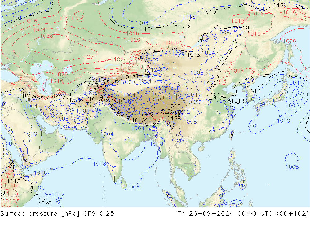 Surface pressure GFS 0.25 Th 26.09.2024 06 UTC