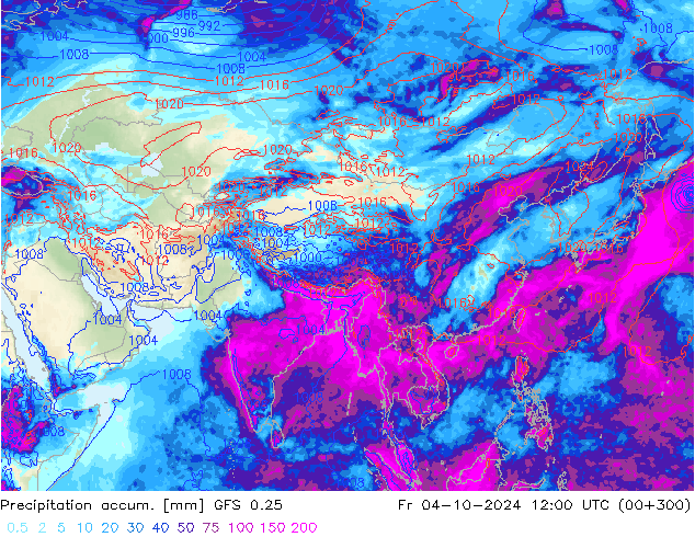 Precipitation accum. GFS 0.25 ven 04.10.2024 12 UTC