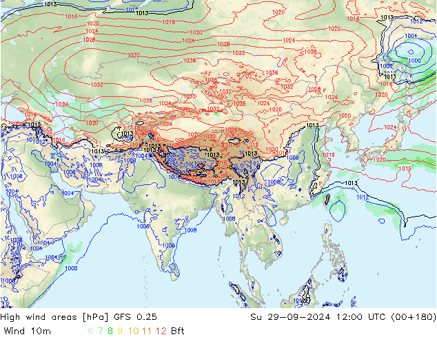 High wind areas GFS 0.25 Su 29.09.2024 12 UTC