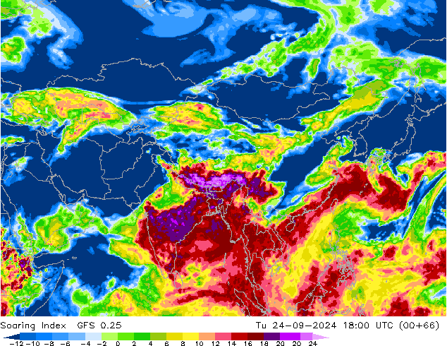 Soaring Index GFS 0.25 Tu 24.09.2024 18 UTC