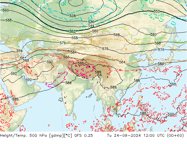 Z500/Regen(+SLP)/Z850 GFS 0.25 di 24.09.2024 12 UTC