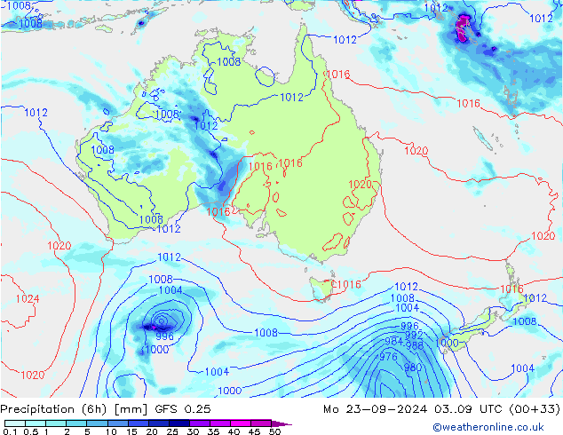 Z500/Rain (+SLP)/Z850 GFS 0.25 Mo 23.09.2024 09 UTC