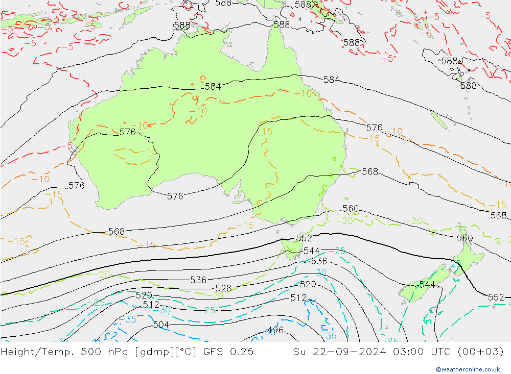 Z500/Rain (+SLP)/Z850 GFS 0.25 dom 22.09.2024 03 UTC