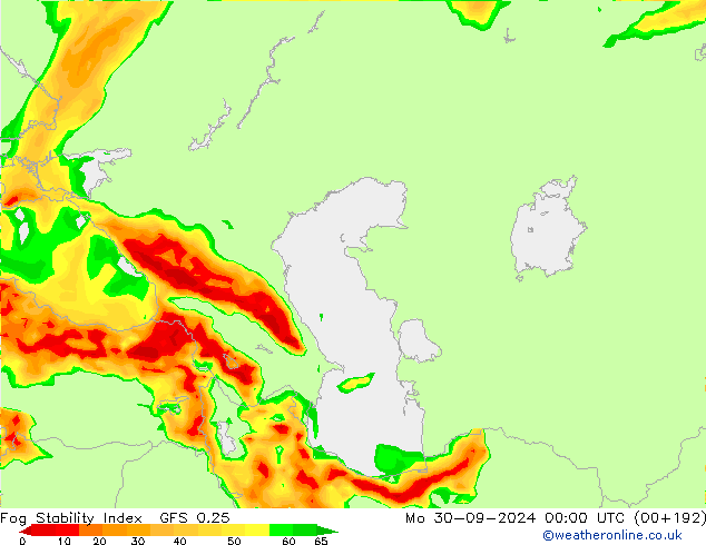 Fog Stability Index GFS 0.25 Pzt 30.09.2024 00 UTC