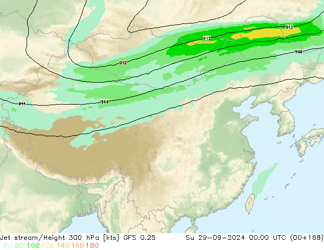 高速氣流 GFS 0.25 星期日 29.09.2024 00 UTC