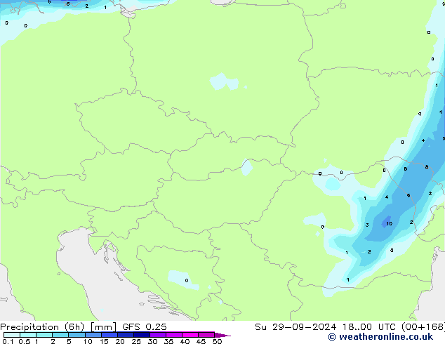 Z500/Rain (+SLP)/Z850 GFS 0.25 dom 29.09.2024 00 UTC