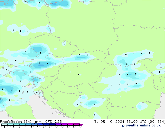 Z500/Rain (+SLP)/Z850 GFS 0.25 Tu 08.10.2024 00 UTC