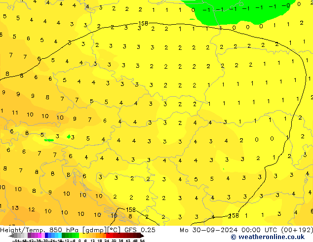 Z500/Rain (+SLP)/Z850 GFS 0.25 Mo 30.09.2024 00 UTC