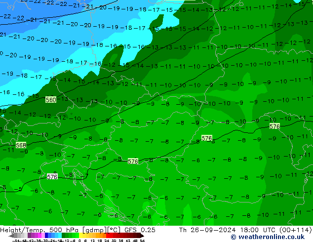 Z500/Rain (+SLP)/Z850 GFS 0.25 Th 26.09.2024 18 UTC