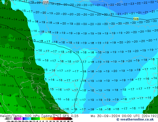 Z500/Rain (+SLP)/Z850 GFS 0.25 Mo 30.09.2024 00 UTC