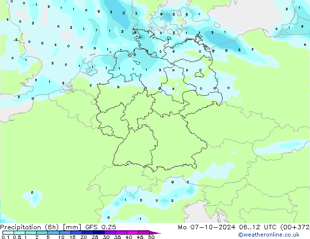 Z500/Rain (+SLP)/Z850 GFS 0.25 Mo 07.10.2024 12 UTC