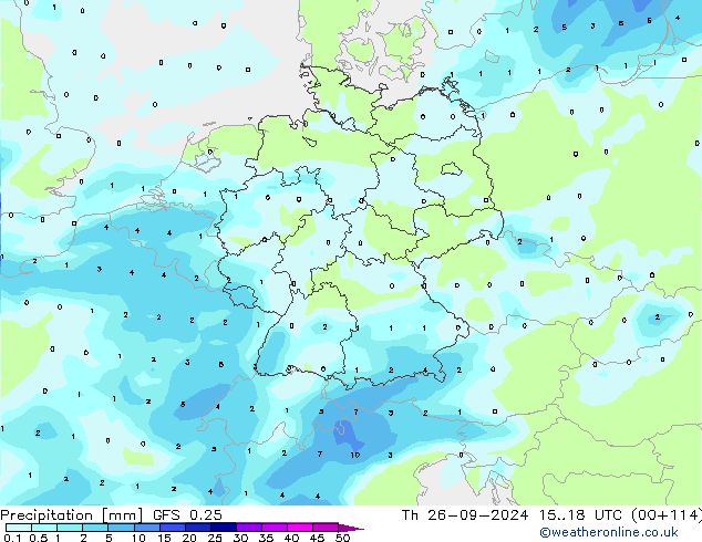 Neerslag GFS 0.25 do 26.09.2024 18 UTC