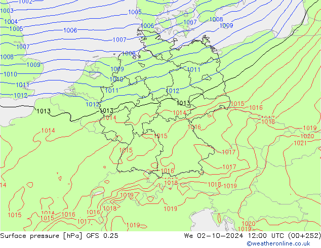 GFS 0.25: mer 02.10.2024 12 UTC