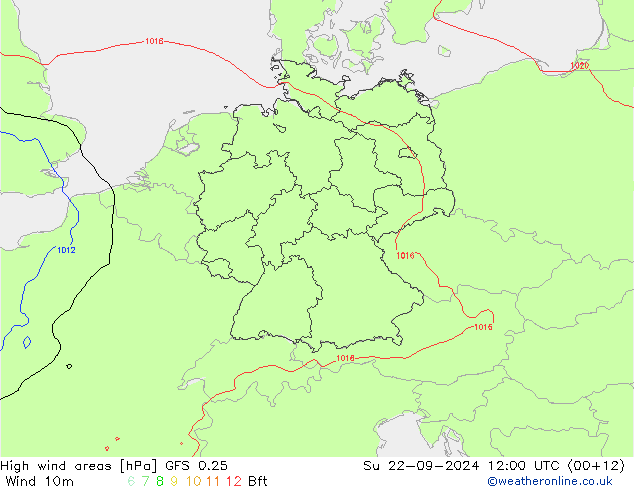 High wind areas GFS 0.25 dom 22.09.2024 12 UTC