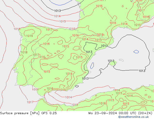 GFS 0.25: Mo 23.09.2024 00 UTC