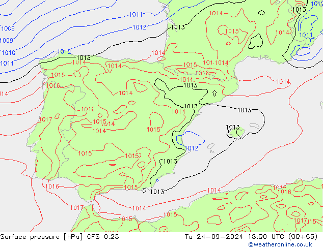 GFS 0.25: Tu 24.09.2024 18 UTC