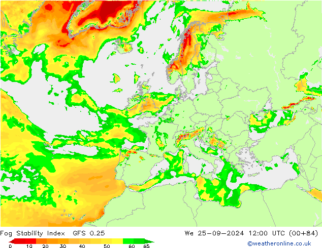 Fog Stability Index GFS 0.25 Mi 25.09.2024 12 UTC