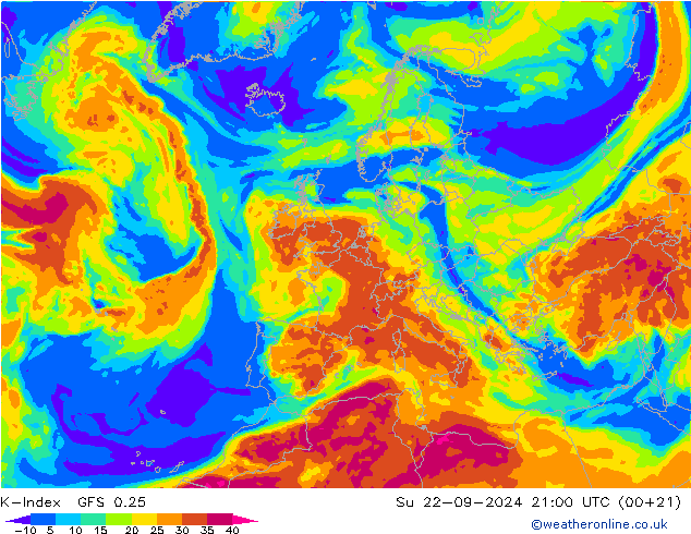 K-Index GFS 0.25 星期日 22.09.2024 21 UTC