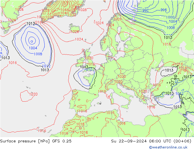 GFS 0.25: Paz 22.09.2024 06 UTC