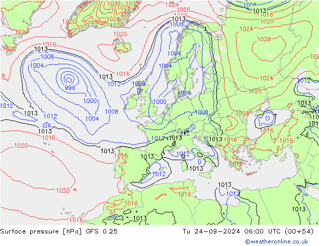 GFS 0.25: Di 24.09.2024 06 UTC