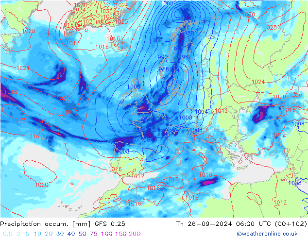 Nied. akkumuliert GFS 0.25 Do 26.09.2024 06 UTC