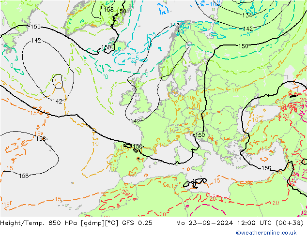 Z500/Rain (+SLP)/Z850 GFS 0.25 Mo 23.09.2024 12 UTC