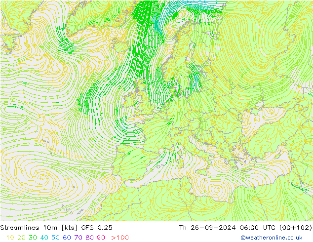 Stromlinien 10m GFS 0.25 Do 26.09.2024 06 UTC