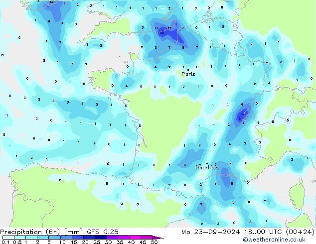 Z500/Rain (+SLP)/Z850 GFS 0.25 Mo 23.09.2024 00 UTC