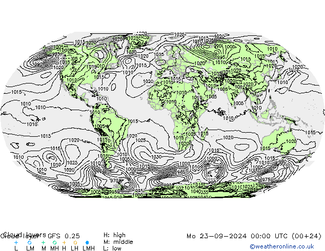 Cloud layer GFS 0.25 пн 23.09.2024 00 UTC