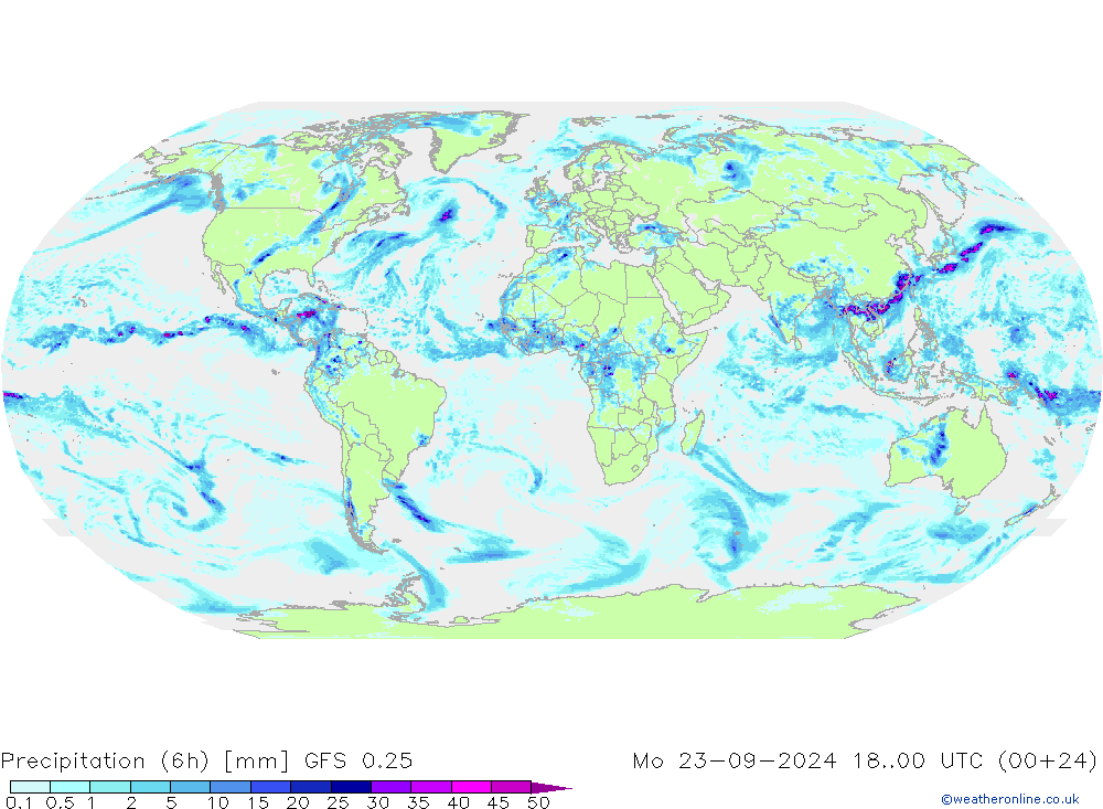 Z500/Rain (+SLP)/Z850 GFS 0.25 星期一 23.09.2024 00 UTC