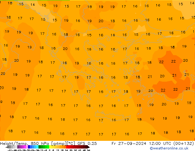 Z500/Rain (+SLP)/Z850 GFS 0.25 ven 27.09.2024 12 UTC