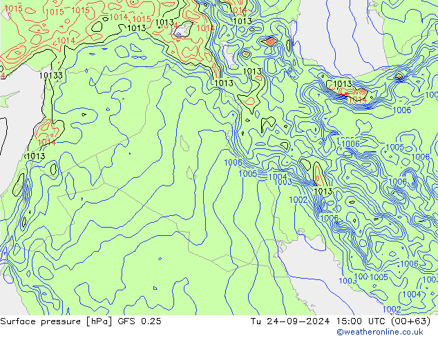 Surface pressure GFS 0.25 Tu 24.09.2024 15 UTC