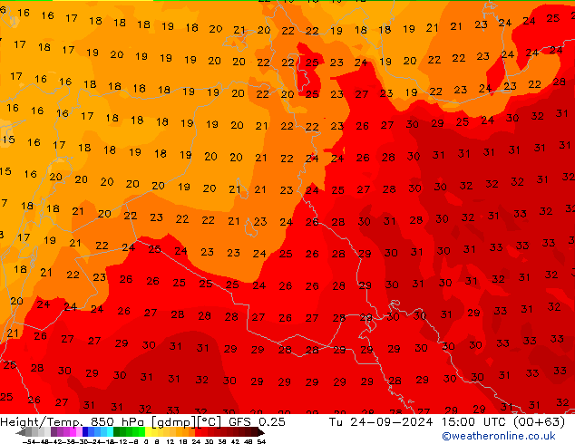 Z500/Rain (+SLP)/Z850 GFS 0.25 Út 24.09.2024 15 UTC