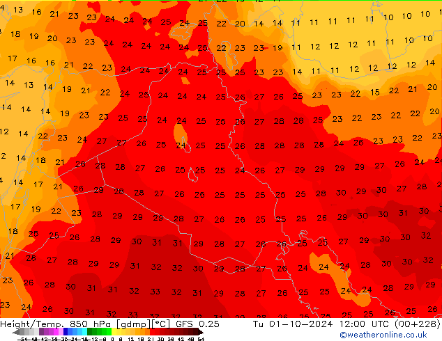 Z500/Rain (+SLP)/Z850 GFS 0.25 mar 01.10.2024 12 UTC