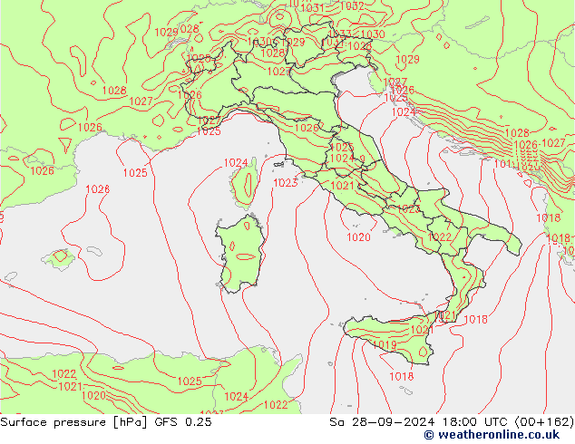 Yer basıncı GFS 0.25 Cts 28.09.2024 18 UTC