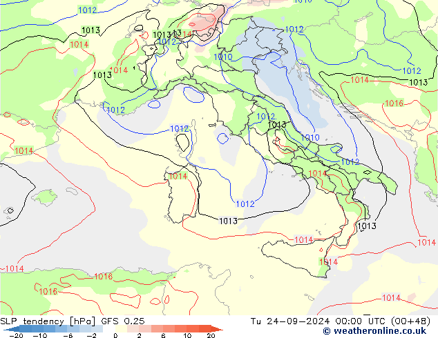 SLP tendency GFS 0.25 Tu 24.09.2024 00 UTC