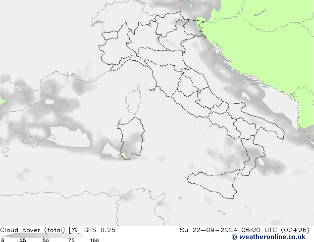 облака (сумма) GFS 0.25 Вс 22.09.2024 06 UTC