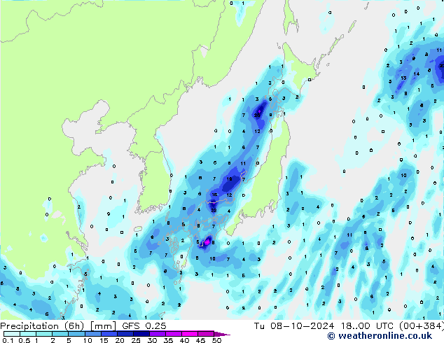 Z500/Regen(+SLP)/Z850 GFS 0.25 di 08.10.2024 00 UTC