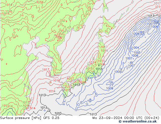 GFS 0.25: Pzt 23.09.2024 00 UTC