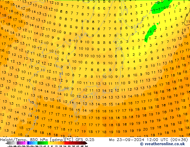 Z500/Rain (+SLP)/Z850 GFS 0.25 Mo 23.09.2024 12 UTC