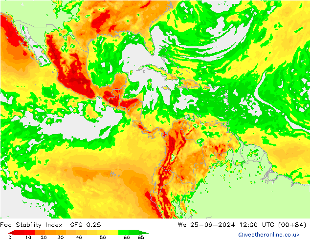 Fog Stability Index GFS 0.25 St 25.09.2024 12 UTC