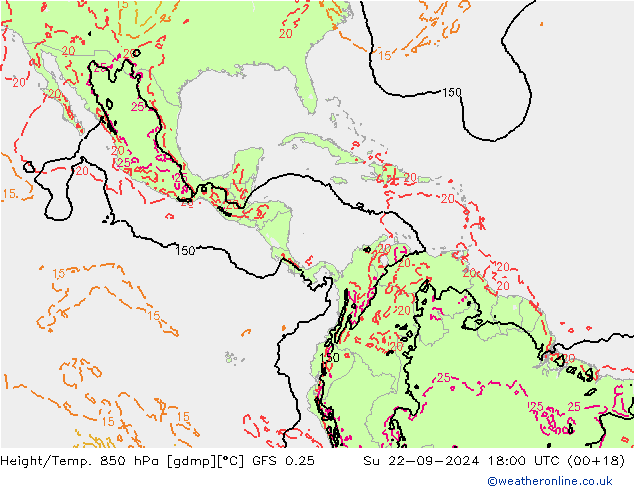 Z500/Rain (+SLP)/Z850 GFS 0.25 Ne 22.09.2024 18 UTC