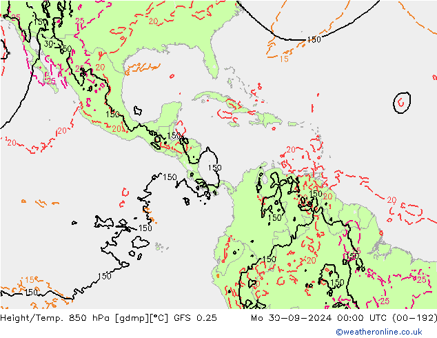 Z500/Regen(+SLP)/Z850 GFS 0.25 ma 30.09.2024 00 UTC