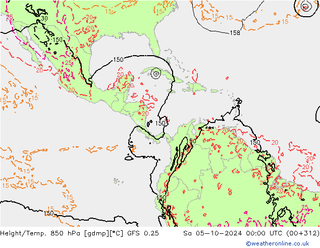 Z500/Rain (+SLP)/Z850 GFS 0.25 Sa 05.10.2024 00 UTC