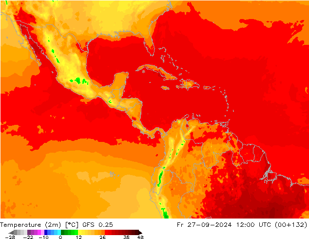 карта температуры GFS 0.25 пт 27.09.2024 12 UTC