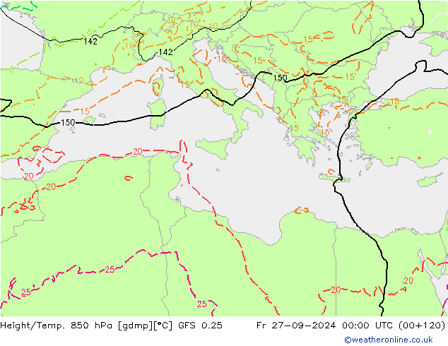 Z500/Regen(+SLP)/Z850 GFS 0.25 vr 27.09.2024 00 UTC