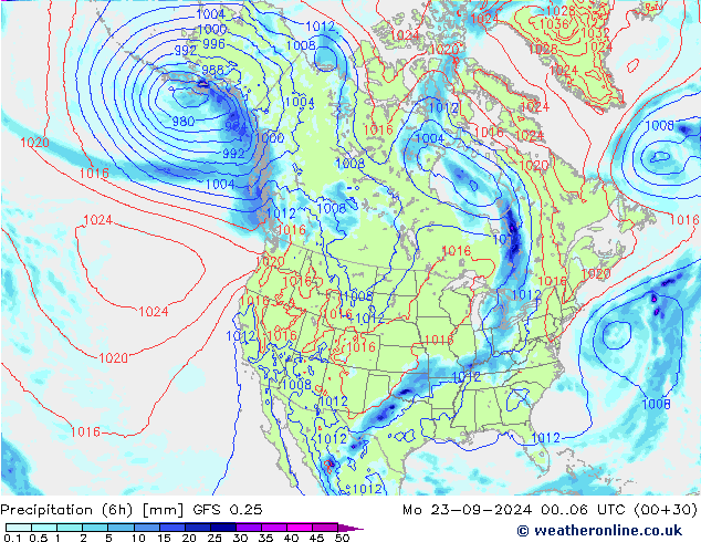 Z500/Rain (+SLP)/Z850 GFS 0.25 Mo 23.09.2024 06 UTC