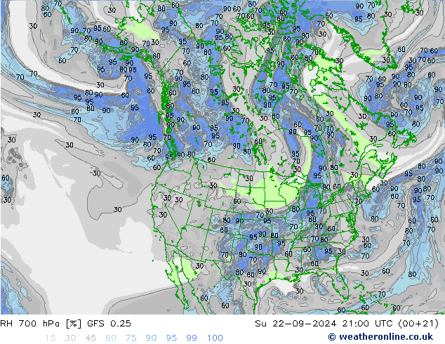 RV 700 hPa GFS 0.25 zo 22.09.2024 21 UTC