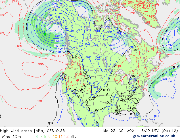 High wind areas GFS 0.25 lun 23.09.2024 18 UTC